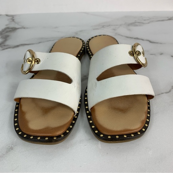 Coach & Four Aquila Slide Sandals White Leather Upper& Lining Made in Italy 7.5 - Picture 4 of 11